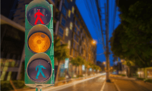 Traffic light in city