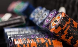 poker chips in racks