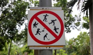 No sports allowed street sign