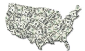 US map made of $100 bills