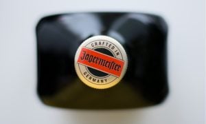 bird's eye view of Jagermeister bottle