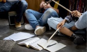 band members rehearsing