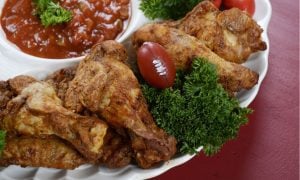 buffalo wings with tiny football