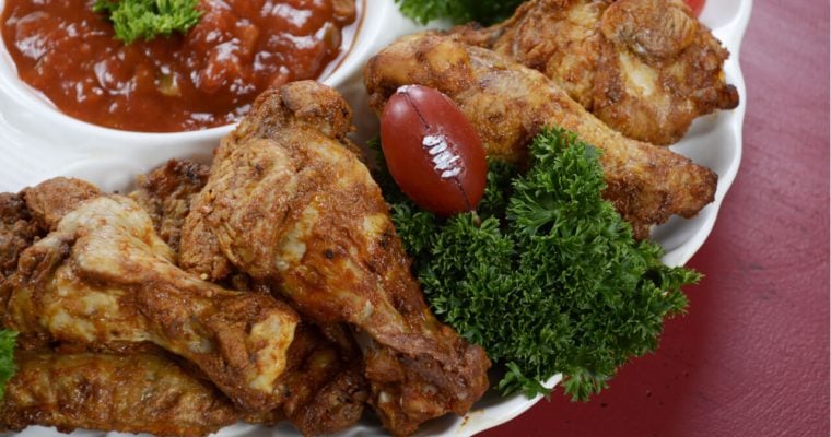 buffalo wings with tiny football