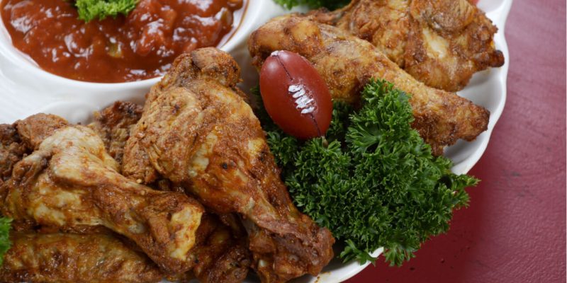 buffalo wings with tiny football