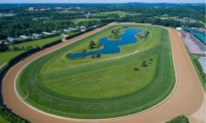aerial view of Delaware Park racetrack