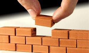 fingers handling tiny bricks
