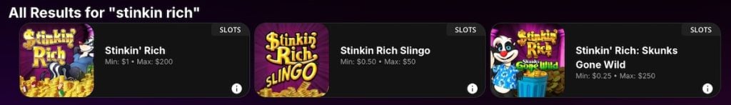 Stinkin Rich slot franchise at DraftKings
