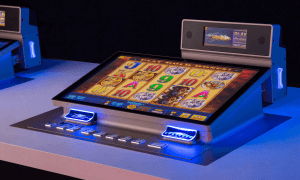 A picture of a bar top machine for betting Buffalo Grand Slots