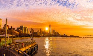 Skyline view of a sea coast