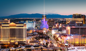 Hard Rock Cafe in Vegas strip aerial View