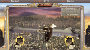 Screenshot showing the King Kong Smash bonus feature