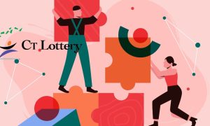Drawing Of People Building partnership with CT Lottery Logo