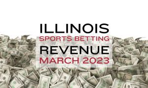 pile of money with type illinois sports betting revenue march 2023