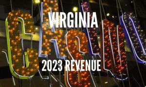 Colored Casino Marquee Sign At Night with Virginia 2023 revenue