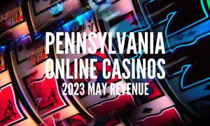 Double Exposure Of Spinning Slot Machine with Pennsylvania online casinos 2023 May revenue