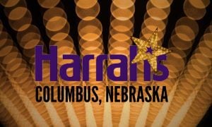 Faded Marquee Lights with Harrah's Logo and Columbus, Nebraska