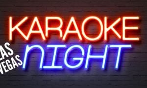 Neon Sign Displays Karaoke Night with Las Vegas