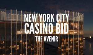 Photo Rendering of The Avenir Crown At Night with New York City casino bid