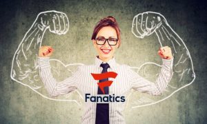 Woman with Strong Arms Graphic and Fanatics logo on chest