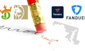 pencil erases the word error on paper besides the state of maryland and various online gambling company logos