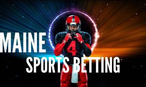 American Football Player with Graphic Background with Maine sports betting