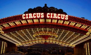 Exterior View of Las Vegas' Circus Circus Marquee and Entrance