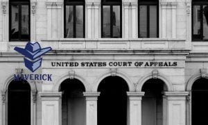 Exterior of the US Court of Appeals Building with Maverick Gaming logo