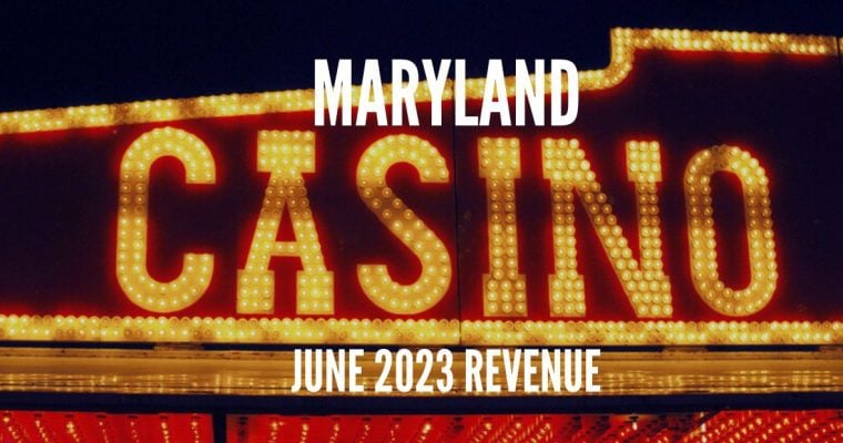 Large Maryland Casino Marquee Sign at night with June 2023 revenue