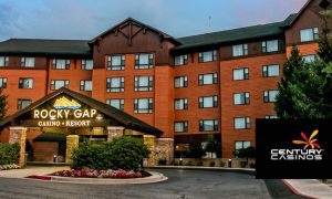 Maryland's Rocky Gap Casino Resort Exterior with Century Casinos logo