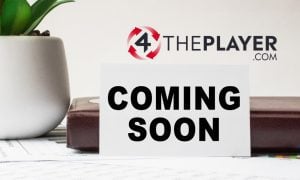 4theplayer logo hovering over a sign that reads coming soon