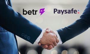 people shaking hands representing a new partnership between betr and paysafe
