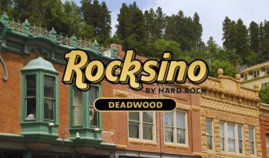 Buildings In Deadwood, South Dakota and Rocksino by Hard Rock Deadwood logo