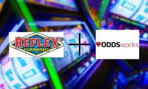 Double Exposure Image of Slot Machine with Reflex Gaming and ODDSworks logos