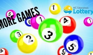 Graphic Drawing Of Lottery Balls with more games and North Carolina Education Lottery logo