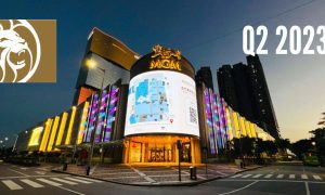 Street View of MGM Grand Macau Casino Resort with MGM Resorts logo and Q2 2023
