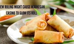 egg rolls on a plate symbolizing how construction on a casino in waukegan, illinois may encounter obstacles