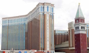 an exterior shot of the venetian hotel in las vegas, nevada