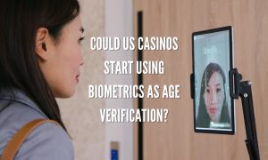 woman submits to facial scan for verification