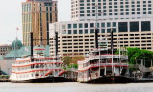 Louisiana Riverboats Sit At The Dock In New Orleans