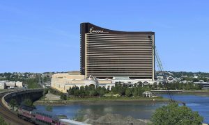 encore boston harbor exterior next to river