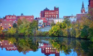 view of the nashua, new hampshire riverfront