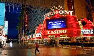 A Man Walks By Fremont Casino Downtown Las Vegas