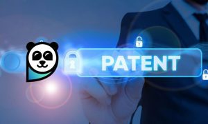 Business Man Writes Patent With Locks and PANDA Interactive logo