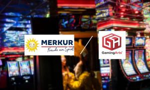 Casino Floor Games In Las Vegas with Merkur and Gaming Arts logos
