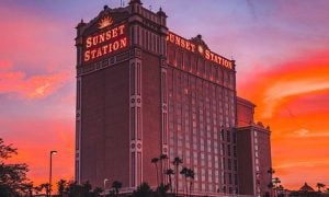 Exterior Of Nevada's Sunset Station Casino At Sunset