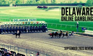 Horses In A Race At Delaware Park with Delaware online gambling revenue September 2023