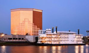 Horseshoe Bossier City Hotel & Riverboat Casino as seen from river