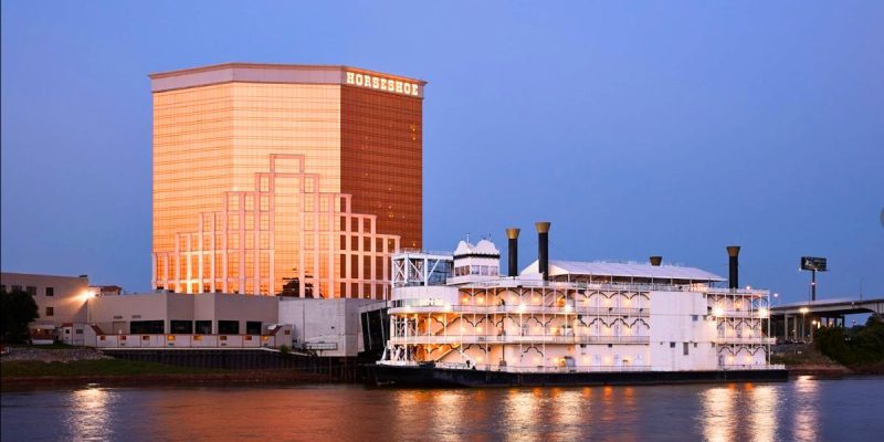 Horseshoe Bossier City Hotel & Riverboat Casino as seen from river