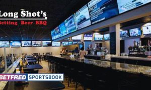 Interior Of Betfred Sportsbook Inside Maryland's Long Shot's with company logos